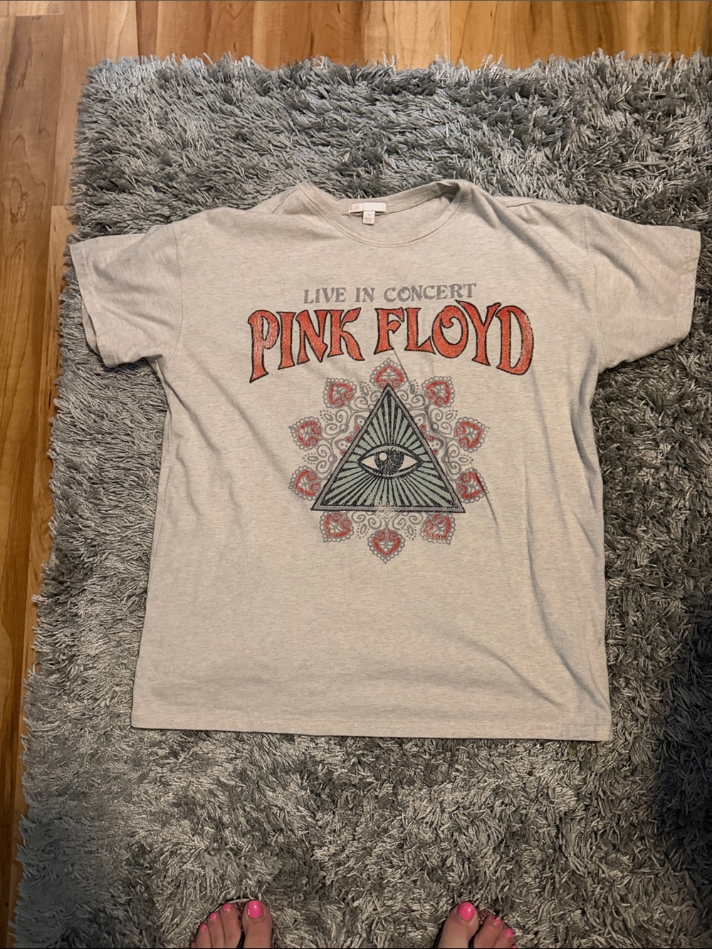 Pink Floyd Graphic Tee in Light Gray with Red Logo